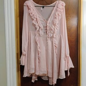 Ruffle Midi Dress, Size: XL, Blush